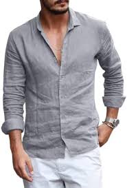 mughal Clothing Article #8323 Mens Button Down Shirt Linen Cotton Shirts